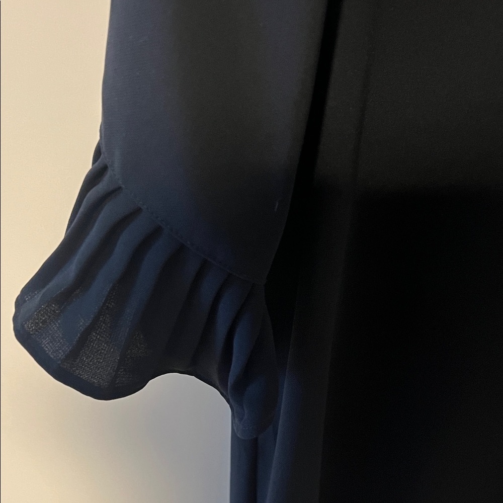 Alfani Black Pleated Sleeve Blouse - Picture 3 of 4